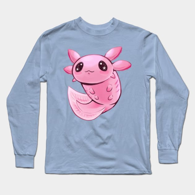 Pink Axolotl Long Sleeve T-Shirt by Khelekmir